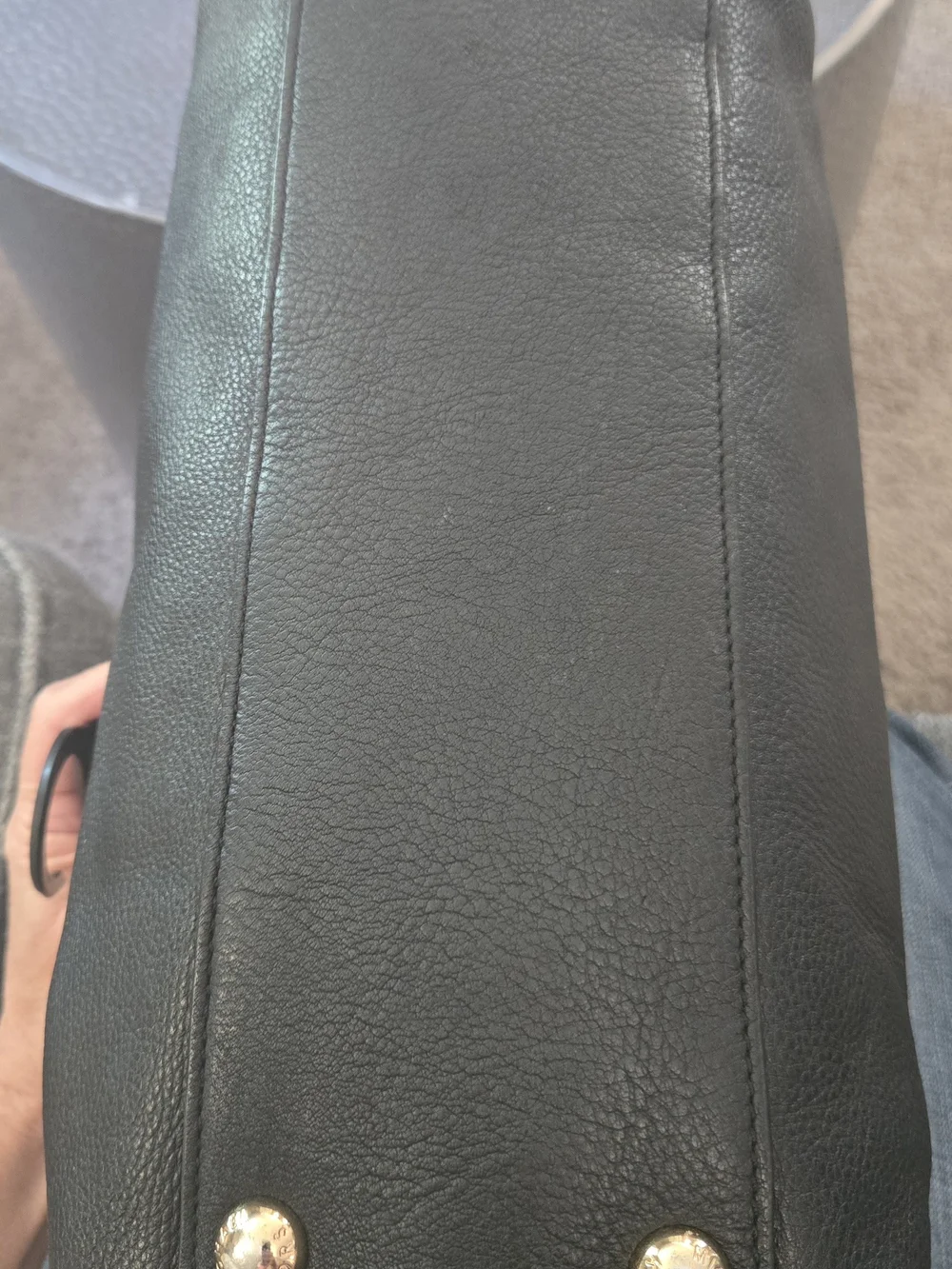 Michael Kors Hudson Large Black Pebbled Leather Belted Satchel